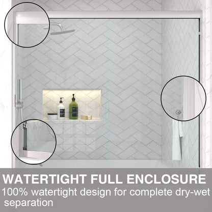 Slate 60 in. W x 56 in. H Semi-Frameless Sliding Tub Door with 1/4 in. Clear Tempered Glass 37-5660CR11