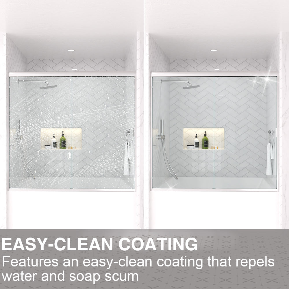Slate 60 in. W x 56 in. H Semi-Frameless Sliding Tub Door with 1/4 in. Clear Tempered Glass 37-5660CR12