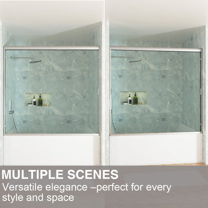 Slate 60 in. W x 56 in. H Semi-Frameless Sliding Tub Door with 1/4 in. Clear Tempered Glass 37-5660CR13