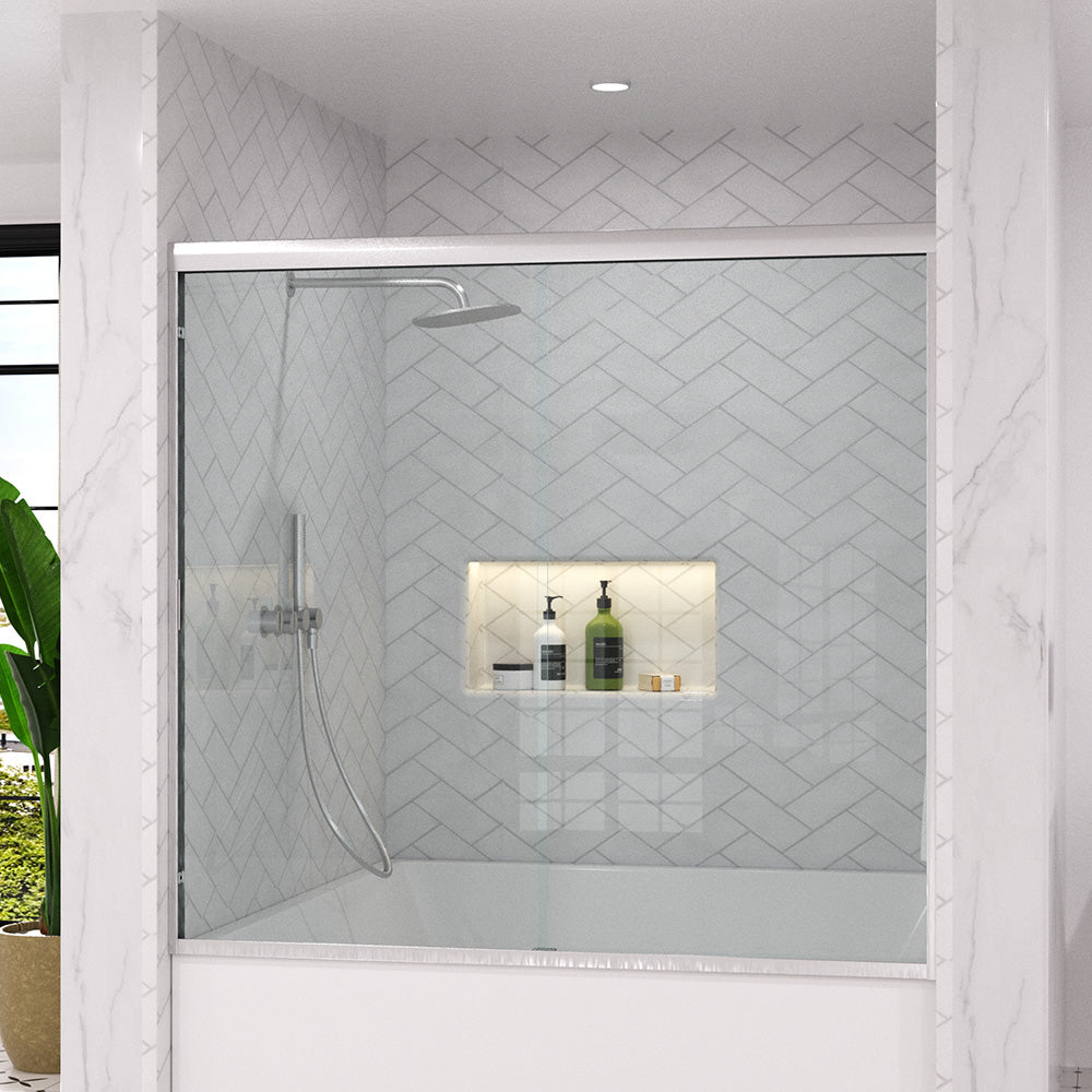 Slate 60 in. W x 56 in. H Semi-Frameless Sliding Tub Door with 1/4 in. Clear Tempered Glass 37-5660CR2