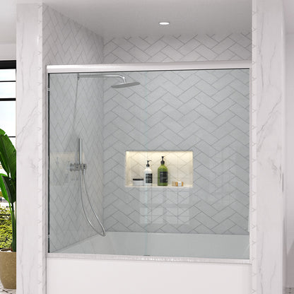 Slate 60 in. W x 56 in. H Semi-Frameless Sliding Tub Door with 1/4 in. Clear Tempered Glass 37-5660CR2