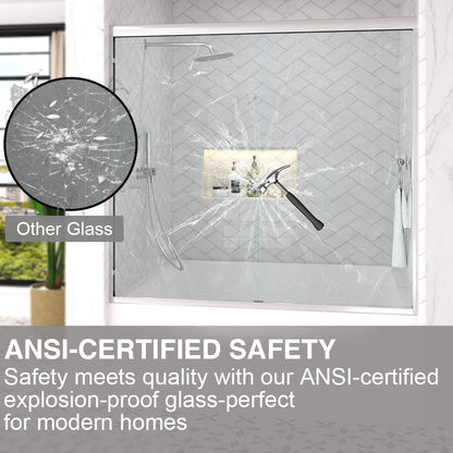 Slate 60 in. W x 56 in. H Semi-Frameless Sliding Tub Door with 1/4 in. Clear Tempered Glass 37-5660CR5