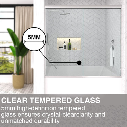 Slate 60 in. W x 56 in. H Semi-Frameless Sliding Tub Door with 1/4 in. Clear Tempered Glass 37-5660CR6