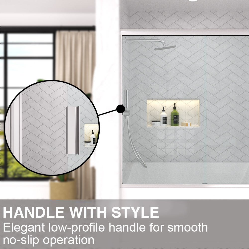 Slate 60 in. W x 56 in. H Semi-Frameless Sliding Tub Door with 1/4 in. Clear Tempered Glass 37-5660CR7