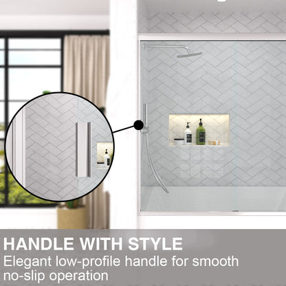 Slate 60 in. W x 56 in. H Semi-Frameless Sliding Tub Door with 1/4 in. Clear Tempered Glass 37-5660CR7