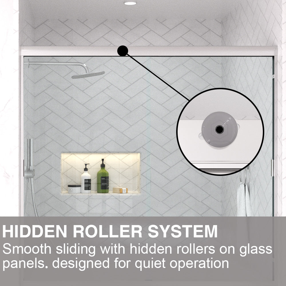 Slate 60 in. W x 56 in. H Semi-Frameless Sliding Tub Door with 1/4 in. Clear Tempered Glass 37-5660CR9
