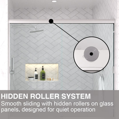 Slate 60 in. W x 56 in. H Semi-Frameless Sliding Tub Door with 1/4 in. Clear Tempered Glass 37-5660CR9
