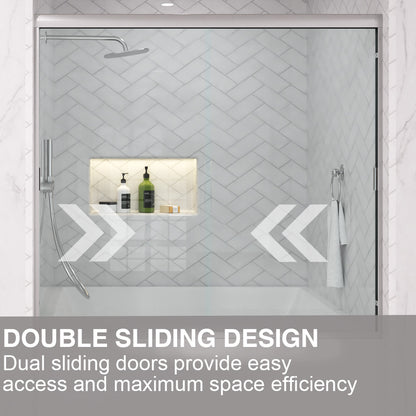 Slate 60 in. W x 56 in. H Semi-Frameless Sliding Tub Door with 1/4 in. Clear Tempered Glass 37-5660NK10