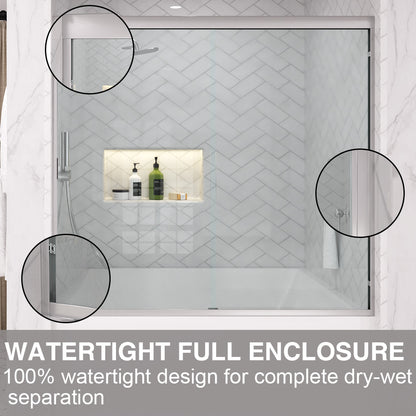 Slate 60 in. W x 56 in. H Semi-Frameless Sliding Tub Door with 1/4 in. Clear Tempered Glass 37-5660NK11