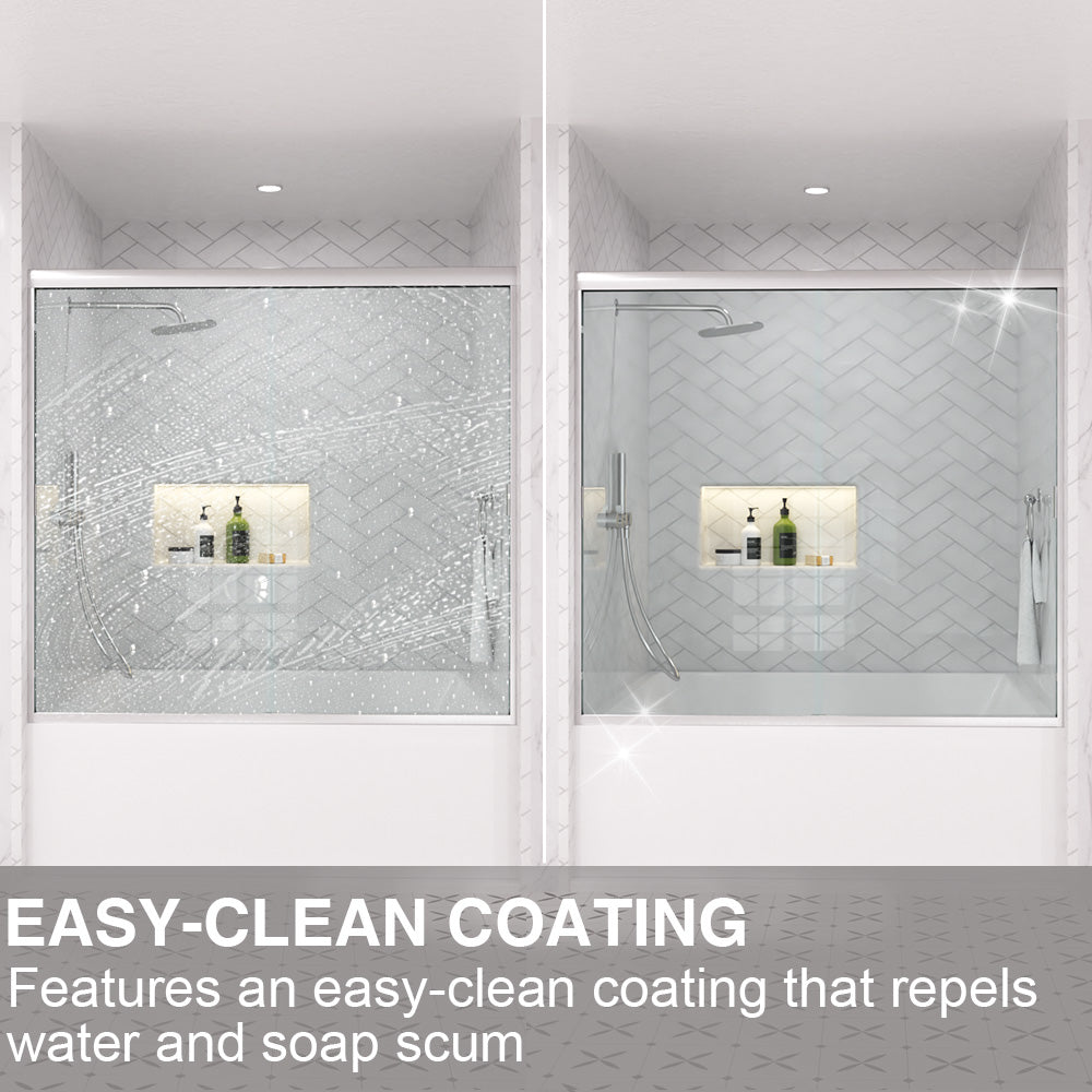 Slate 60 in. W x 56 in. H Semi-Frameless Sliding Tub Door with 1/4 in. Clear Tempered Glass 37-5660NK12