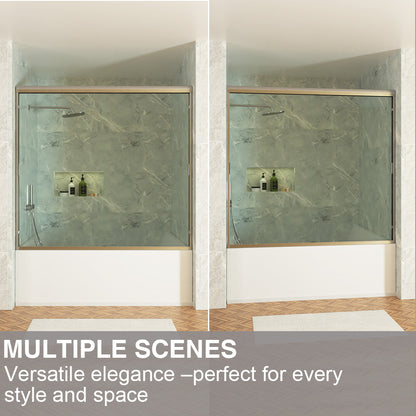 Slate 60 in. W x 56 in. H Semi-Frameless Sliding Tub Door with 1/4 in. Clear Tempered Glass 37-5660NK13