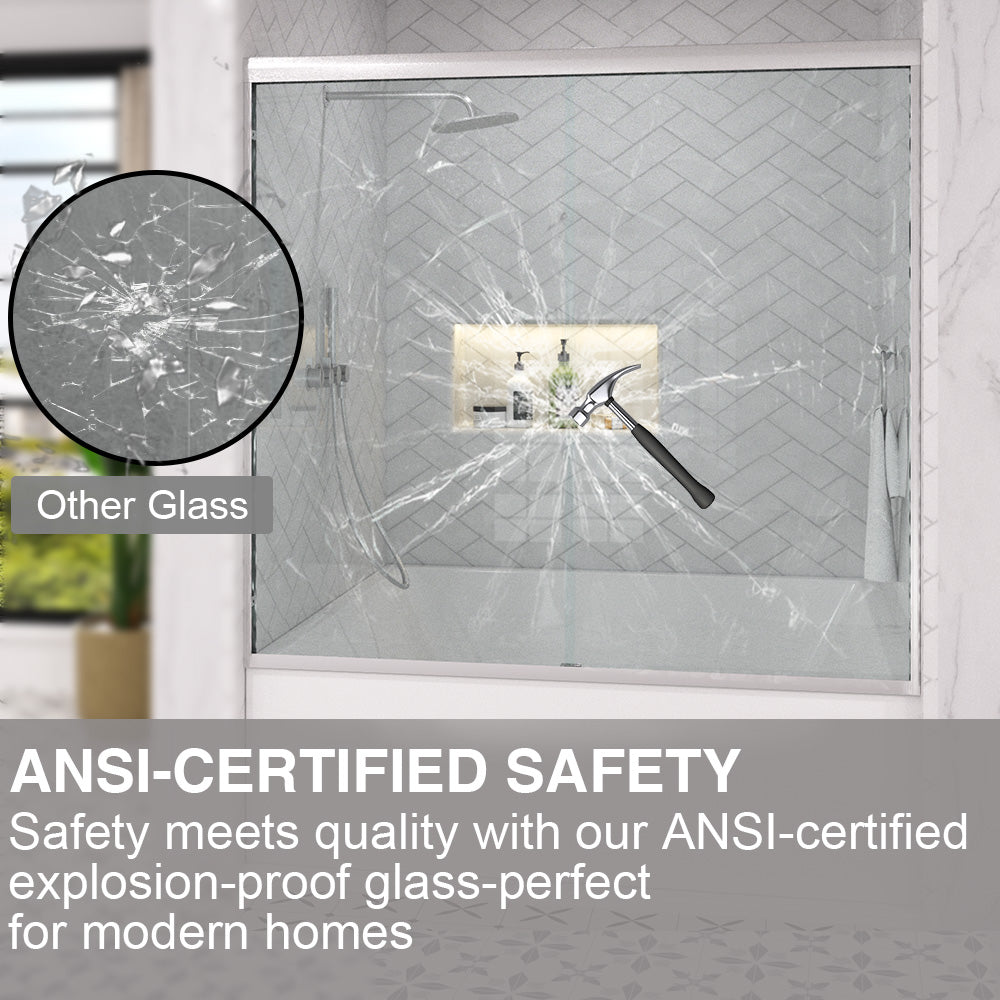 Slate 60 in. W x 56 in. H Semi-Frameless Sliding Tub Door with 1/4 in. Clear Tempered Glass 37-5660NK5