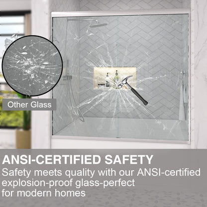 Slate 60 in. W x 56 in. H Semi-Frameless Sliding Tub Door with 1/4 in. Clear Tempered Glass 37-5660NK5