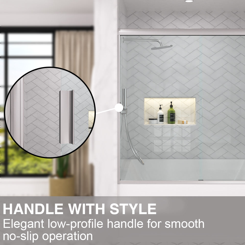 Slate 60 in. W x 56 in. H Semi-Frameless Sliding Tub Door with 1/4 in. Clear Tempered Glass 37-5660NK7