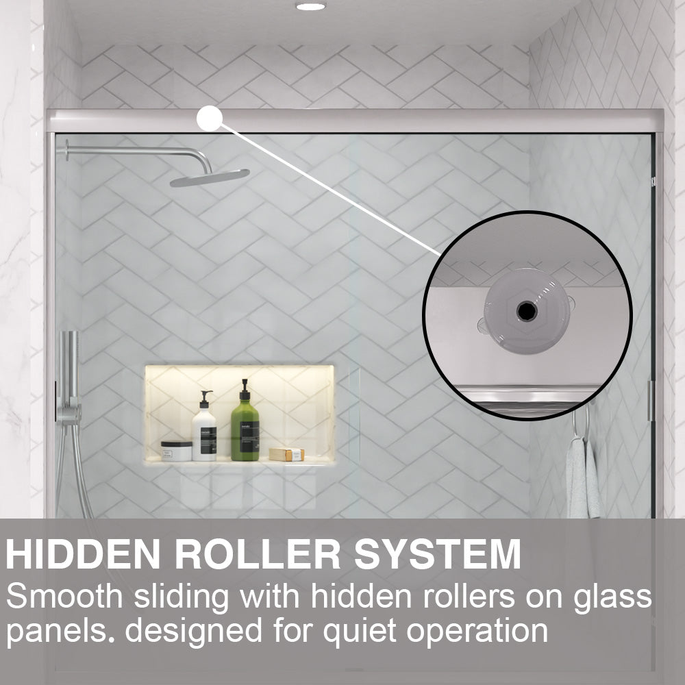 Slate 60 in. W x 56 in. H Semi-Frameless Sliding Tub Door with 1/4 in. Clear Tempered Glass 37-5660NK9