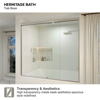 Nebula 56 in. W x 60 in. H Sliding Bath Tub Door in semi frameless  with Clear Glass
