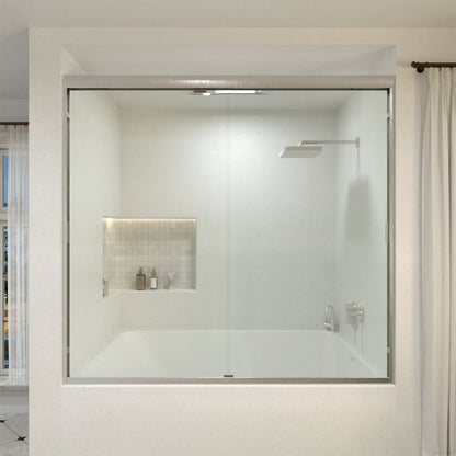 Nebula 56 in. W x 60 in. H Sliding Bath Tub Door in semi frameless  with Clear Glass