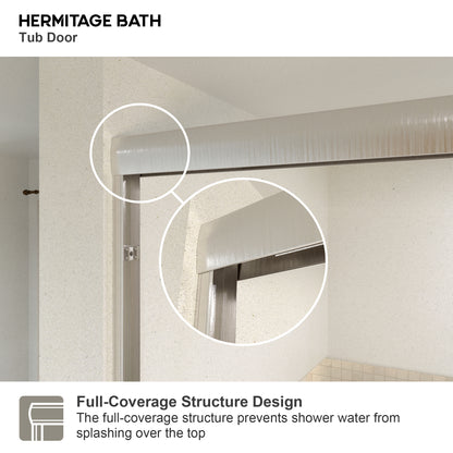 Nebula 56 in. W x 60 in. H Sliding Bath Tub Door in semi frameless  with Clear Glass