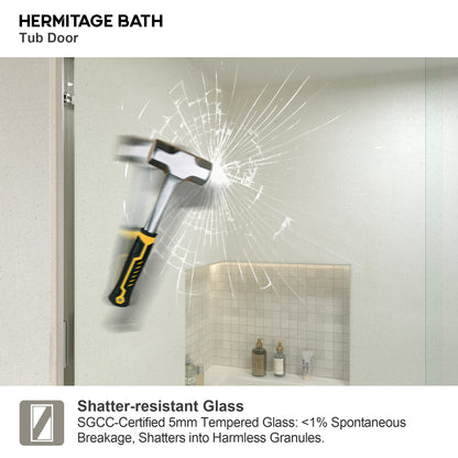Nebula 56 in. W x 60 in. H Sliding Bath Tub Door in semi frameless  with Clear Glass