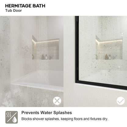 Nebula 56 in. W x 60 in. H Sliding Bath Tub Door in semi frameless  with Clear Glass