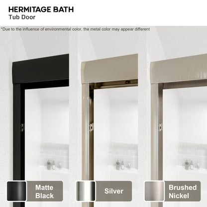 Nebula 56 in. W x 60 in. H Sliding Bath Tub Door in semi frameless  with Clear Glass