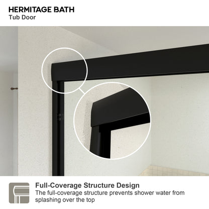 Nebula 56 in. W x 60 in. H Sliding Bath Tub Door in semi frameless  with Clear Glass