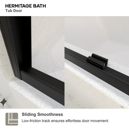 Nebula 56 in. W x 60 in. H Sliding Bath Tub Door in semi frameless  with Clear Glass