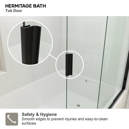Nebula 56 in. W x 60 in. H Sliding Bath Tub Door in semi frameless  with Clear Glass
