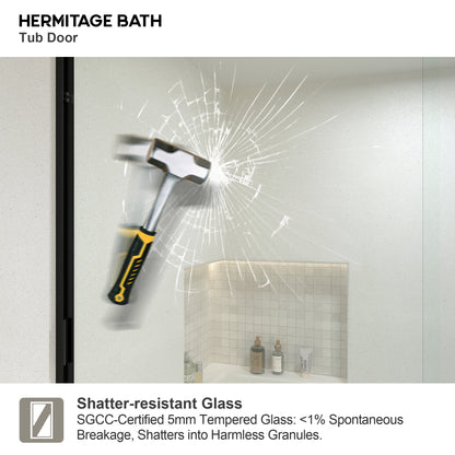 Nebula 56 in. W x 60 in. H Sliding Bath Tub Door in semi frameless  with Clear Glass