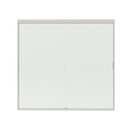 Slate 60 in. W x 56 in. H Semi-Frameless Sliding Tub Door with 1/4 in. Clear Tempered Glass