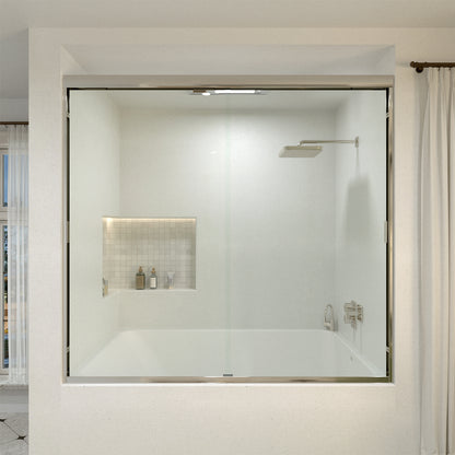 Nebula 56 in. W x 60 in. H Sliding Bath Tub Door in semi frameless  with Clear Glass