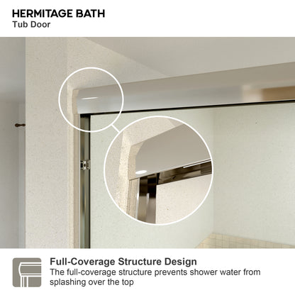 Nebula 56 in. W x 60 in. H Sliding Bath Tub Door in semi frameless  with Clear Glass