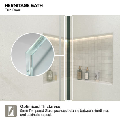 Nebula 56 in. W x 60 in. H Sliding Bath Tub Door in semi frameless  with Clear Glass