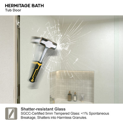 Nebula 56 in. W x 60 in. H Sliding Bath Tub Door in semi frameless  with Clear Glass