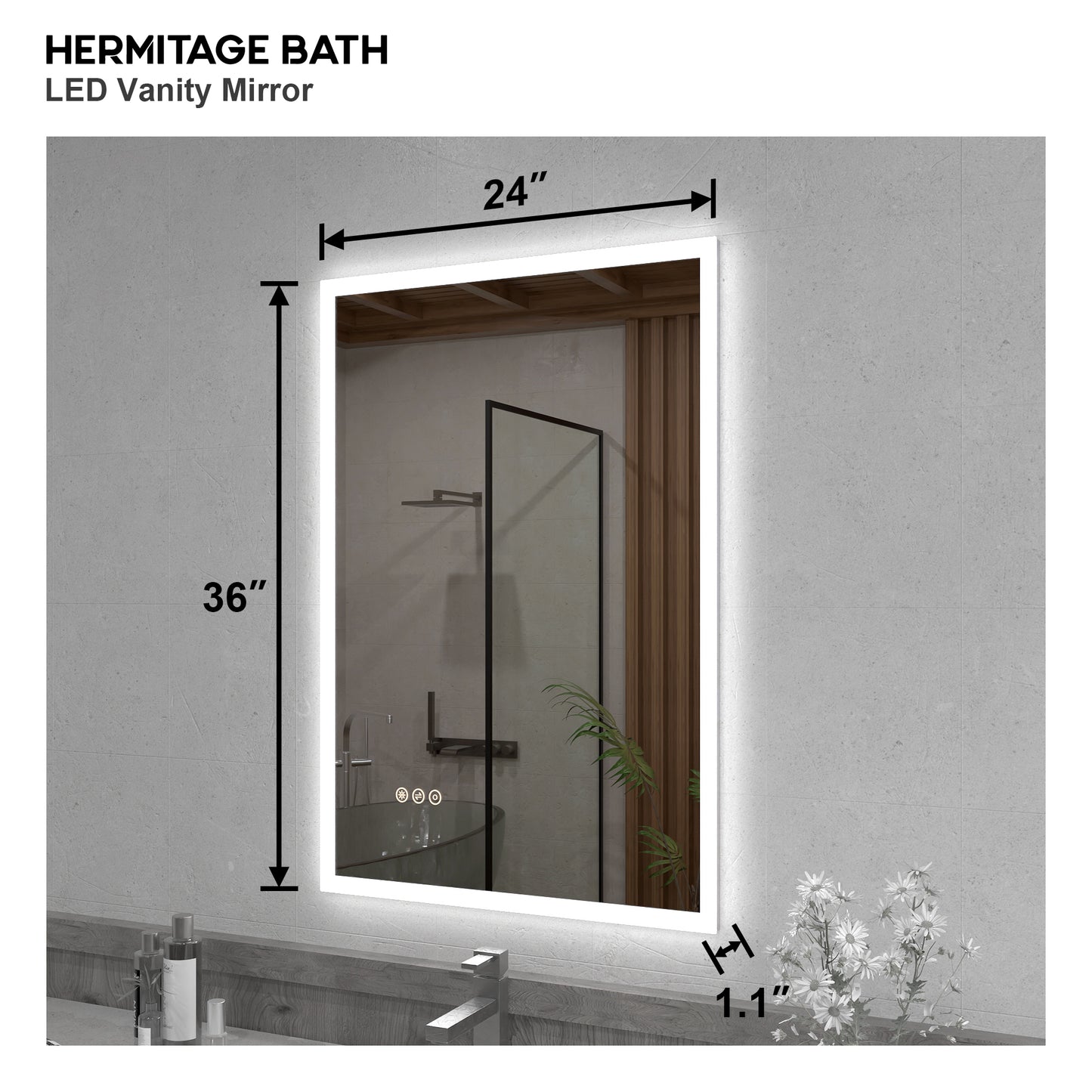 Musci Rectangular Frameless LED Wall Bathroom Vanity Mirror