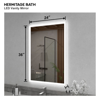 Musci Rectangular Frameless LED Wall Bathroom Vanity Mirror