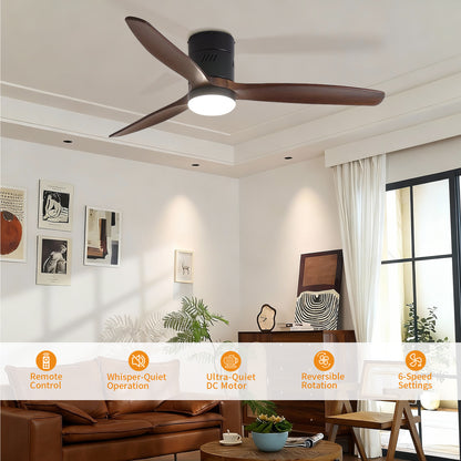 Taimei Ryme 52 in. Flush Mount Ceiling Fan with Light and Remote, DC Motor, Reversible 3_03a80514-409c-43b0-ad87-e4fa6193f0cb