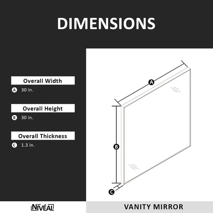 Niveal SE Series Aura Rectangular Framed Wall Bathroom Vanity Mirror