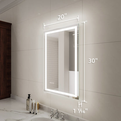 Niveal LMD Series Rectangular Frameless LED Wall Bathroom Vanity Mirror in Silver