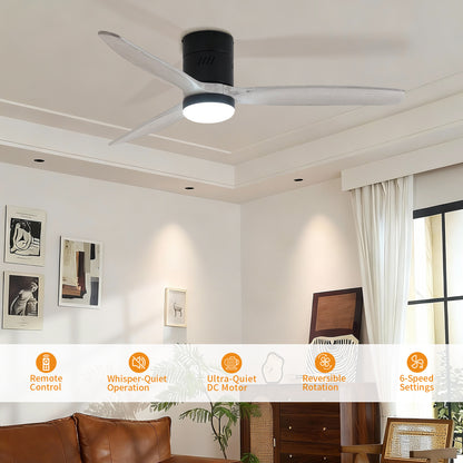Taimei Ryme 52 in. Flush Mount Ceiling Fan with Light and Remote, DC Motor, Reversible 3_0d8b4f0e-814d-4320-8ecd-25c9a3143843