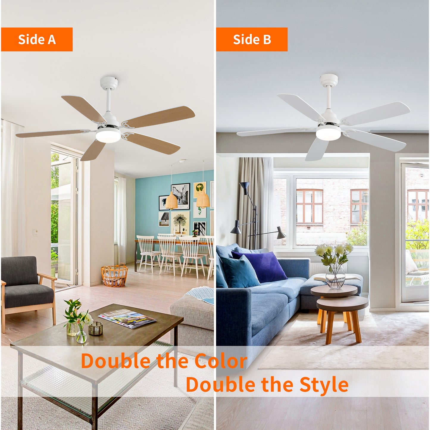 Taimei Cirrus 52 in. White Oak Downrod Standard Ceiling Fan with Integrated LED with Remote Included 5 Two-Tone Blades DC Motor 3_179dc3f4-d1b3-40d2-8790-a51b5cda207b