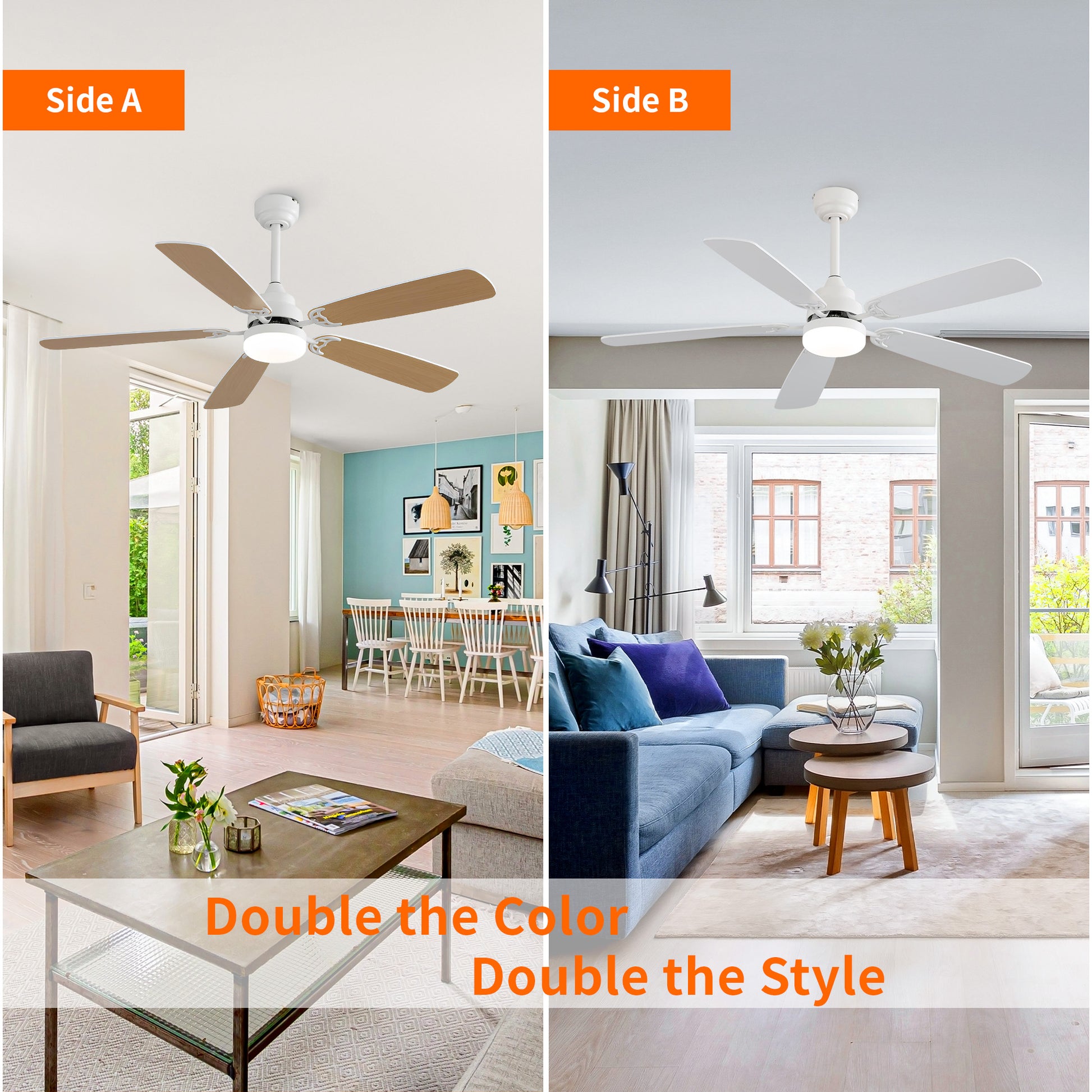 Taimei Cirrus 52 in. White Oak Downrod Standard Ceiling Fan with Integrated LED with Remote Included 5 Two-Tone Blades DC Motor 3_179dc3f4-d1b3-40d2-8790-a51b5cda207b