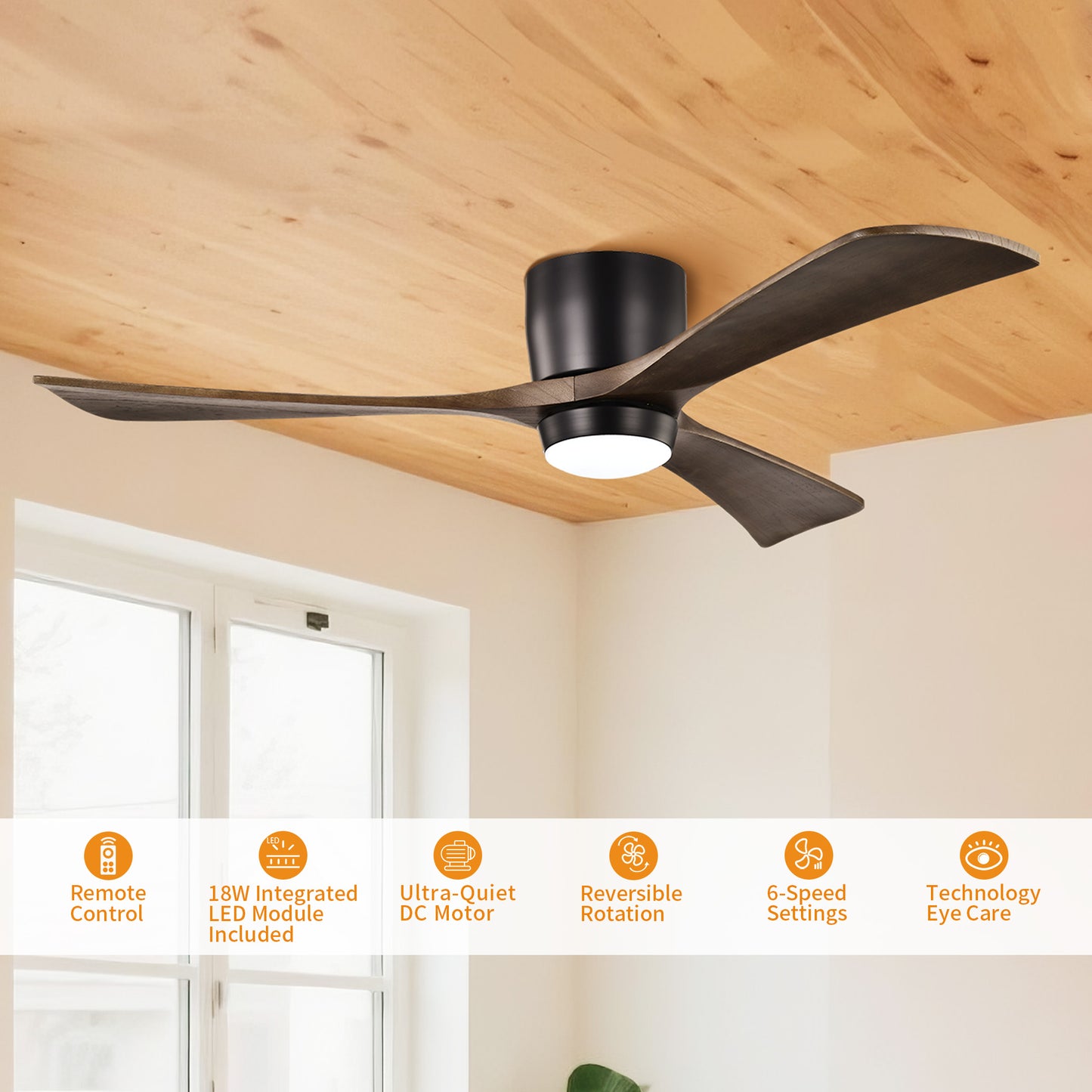 Taimei Stela 52 in. Flush Mount Standard Ceiling Fan with Dimmable LED with Remote Included DC Motor 3_1a6eb04c-ce7c-44ad-b0e2-6ecfdf75e84b