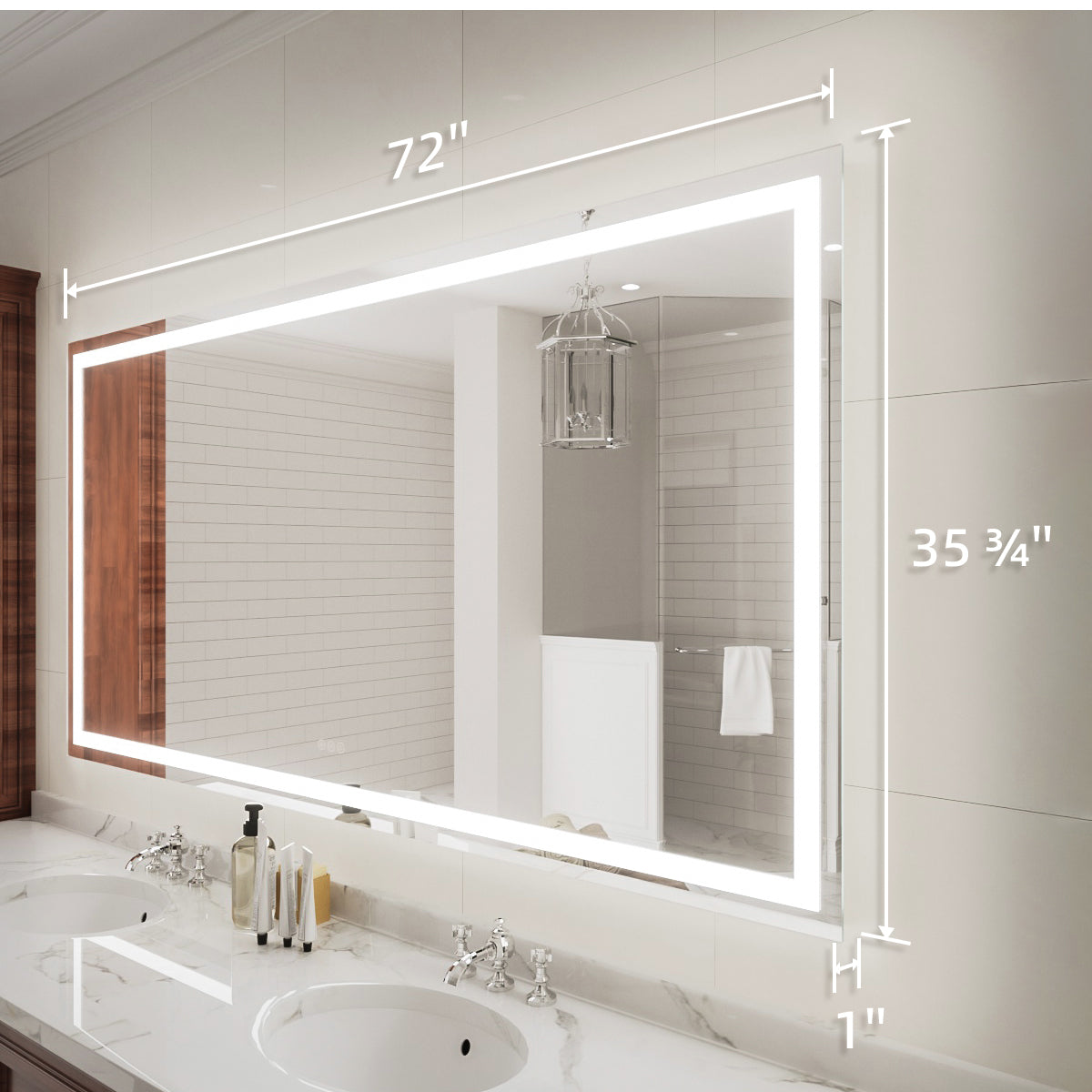 Niveal LMP Series Rectangular Frameless LED Wall Bathroom Vanity Mirror in Silver 3_1e4881ea-12bc-46d8-9765-eef0a9ad3be5
