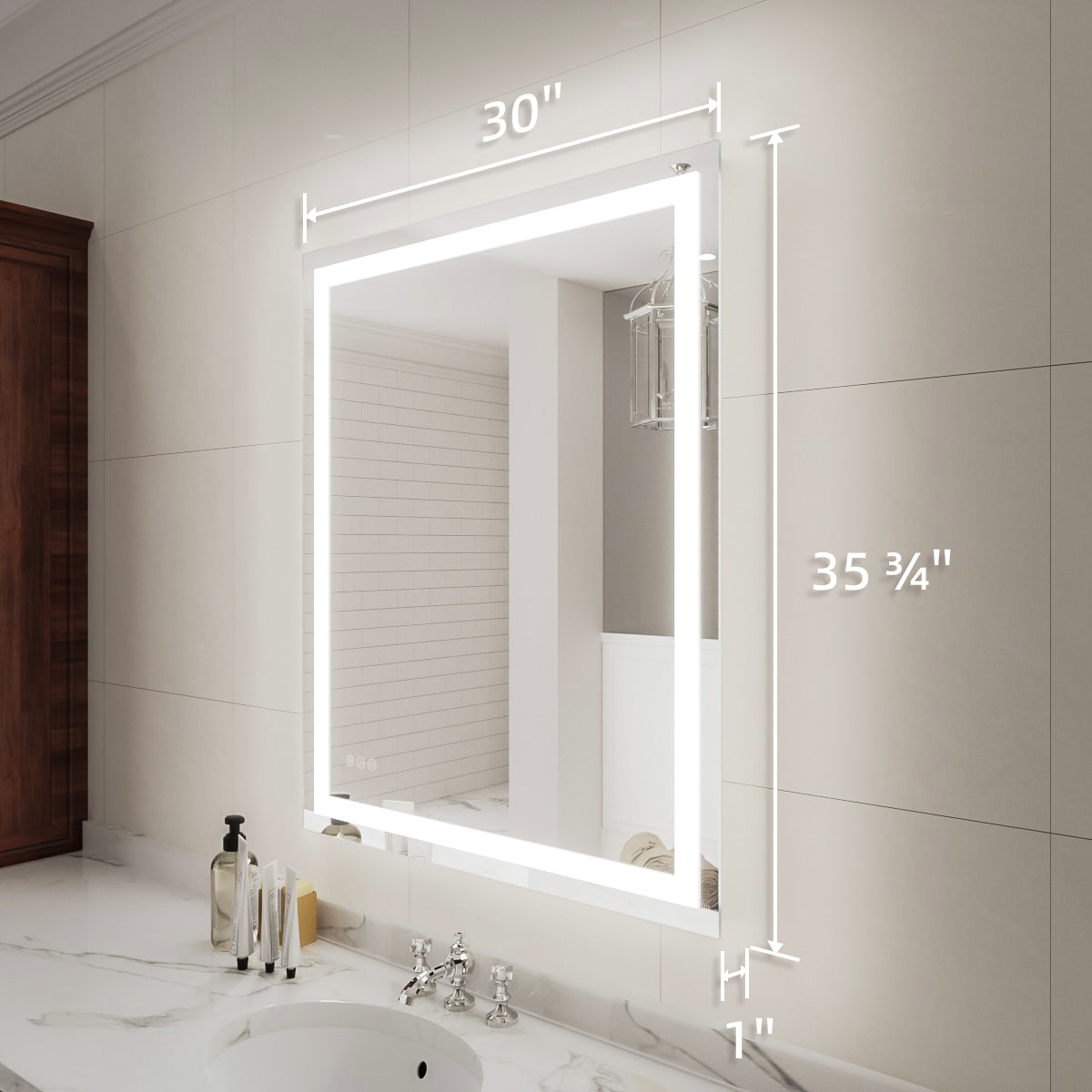 Niveal LMP Series Rectangular Frameless LED Wall Bathroom Vanity Mirror in Silver 3_2457a74a-eb4e-48ed-bb63-c7c953368412