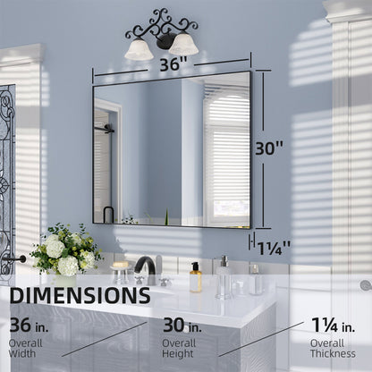 Nivorix NRZL Series Rectangular Framed Wall Bathroom Vanity Mirror in Brushed Nickel 3_2bd1818c-5fc7-4889-9c23-2a84b80ed4ee