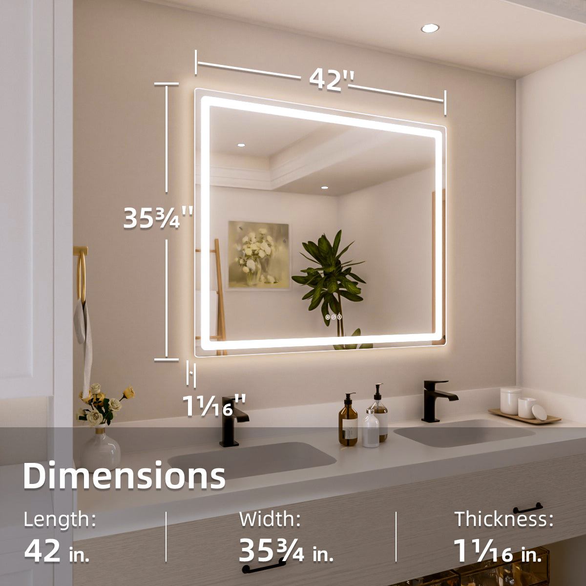 Nivorix NRMU Series Rectangular Frameless LED Wall Bathroom Vanity Mirror with Sleek Silver Finish 3_2f2678e8-a53f-4118-9da1-0324bf4c1f14