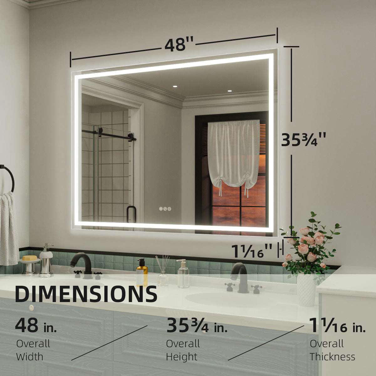 Nivorix NRMD Series Rectangular Frameless LED Wall Bathroom Vanity Mirror with Sleek Silver Finish 3_2fcd4a50-b46b-4fa9-852f-81a8822f5999