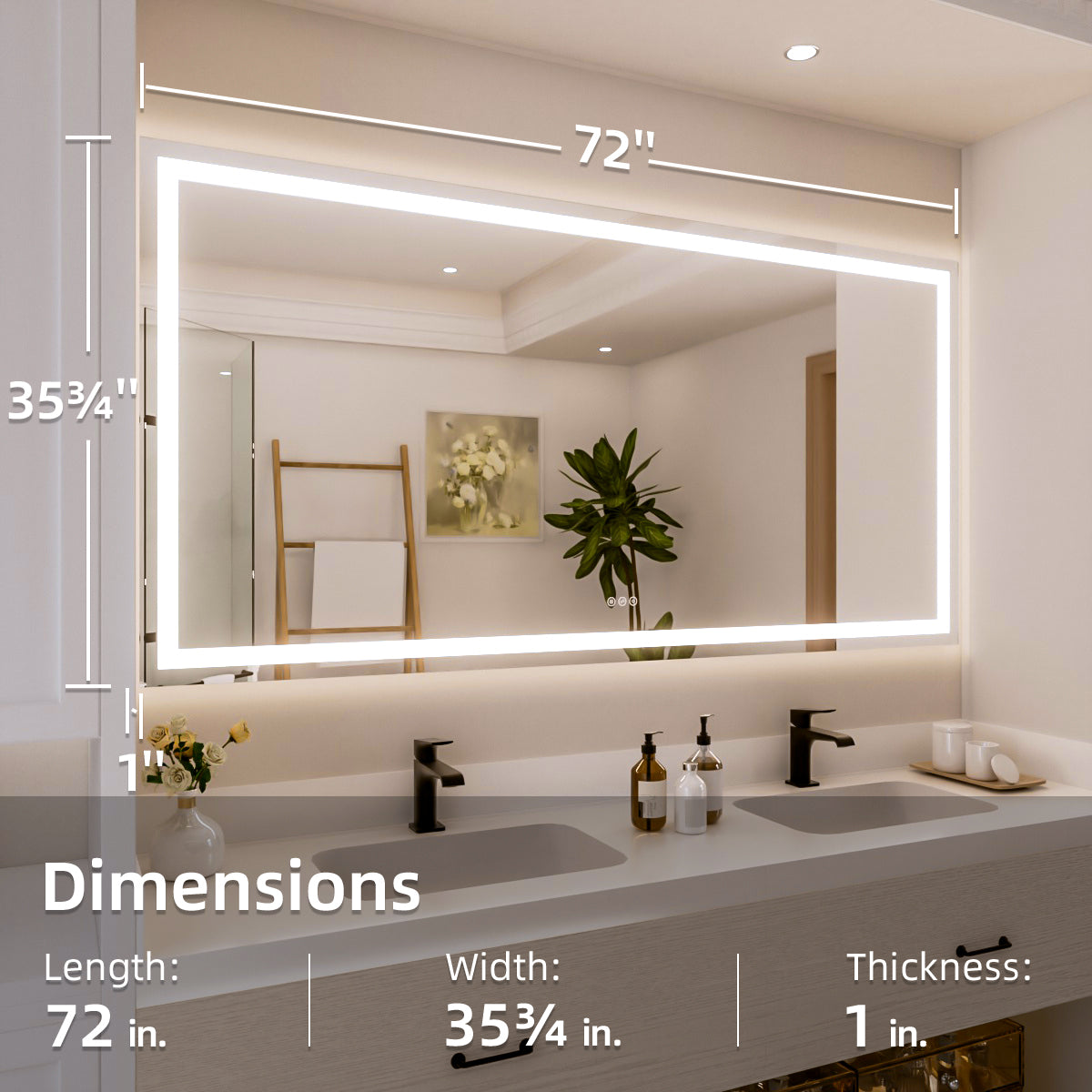 Nivorix NRPL Series Rectangular Frameless LED Wall Bathroom Vanity Mirror with Sleek Silver Finish 3_31777b1d-3a0b-43c1-b973-a773138718d4