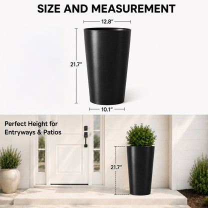 Elvora 21.7 in. Round Tapered Planter (2-Pack) for Indoor/Outdoor Use